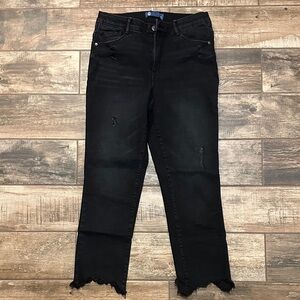 Democracy Black Distressed Cropped Jeans